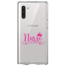 DistinctInk® Clear Shockproof Hybrid Case for Apple iPhone / Samsung Galaxy / Google Pixel - Nurse - Title Just Above Queen - Pink