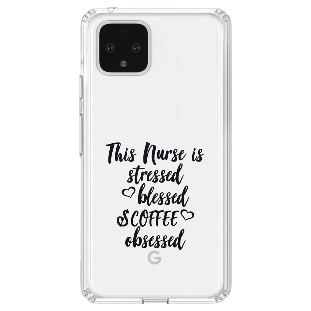 This Nurse Is Stressed Blessed & Coffee Obsessed Clear Shockproof iPhone Case, view 24