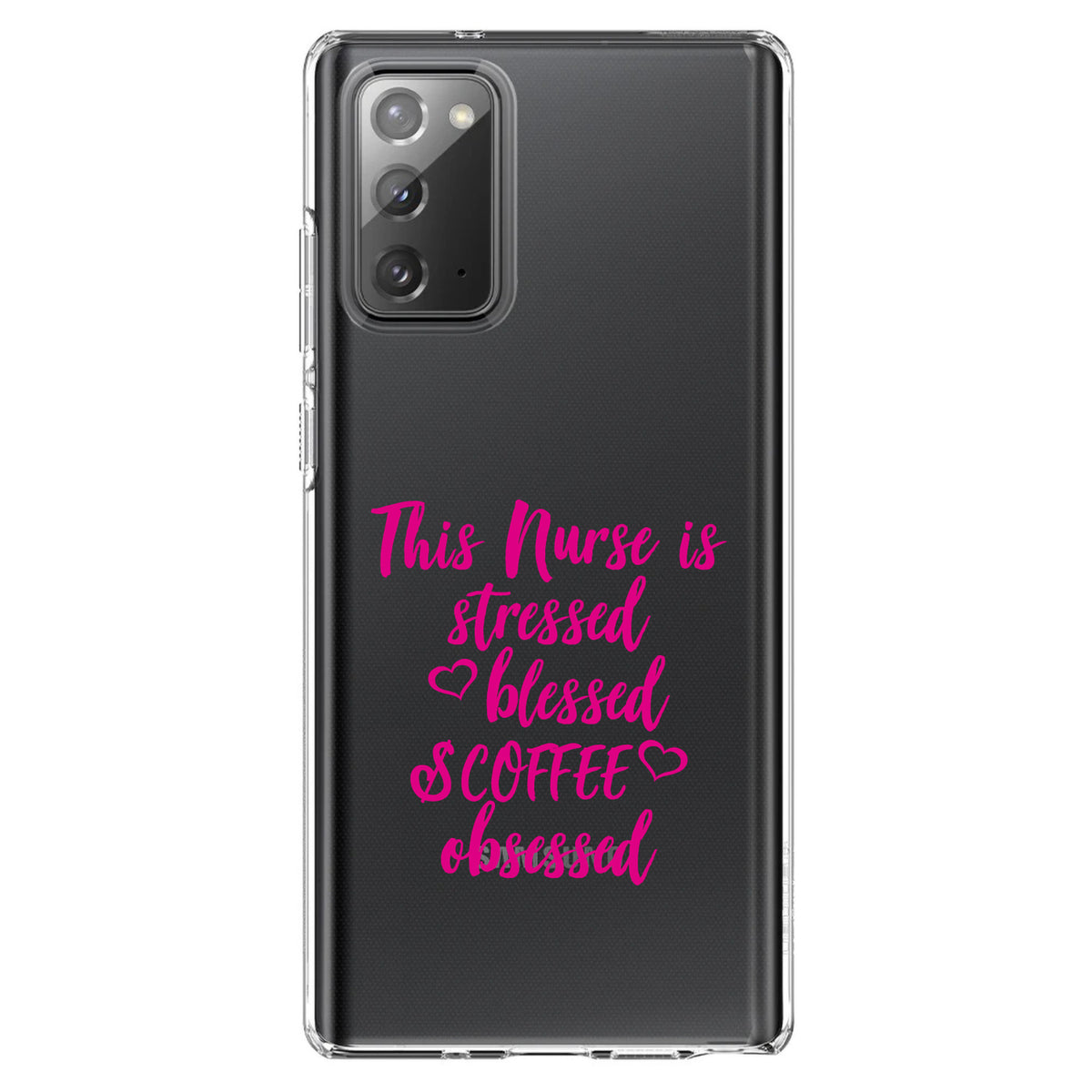 Nurse Is Stressed Blessed & Coffee Obsessed, Pink Clear Shockproof iPhone Case, view 8