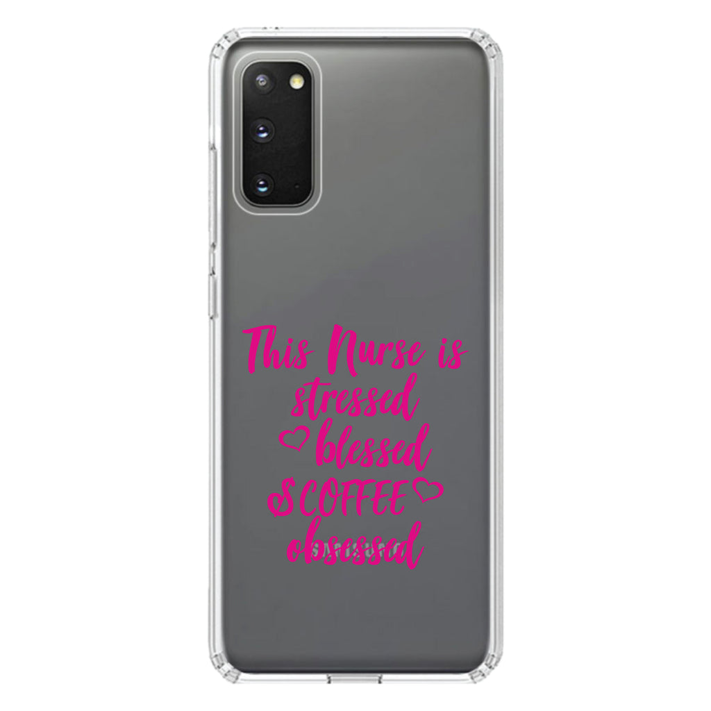 Nurse Is Stressed Blessed & Coffee Obsessed, Pink Clear Shockproof iPhone Case, view 15
