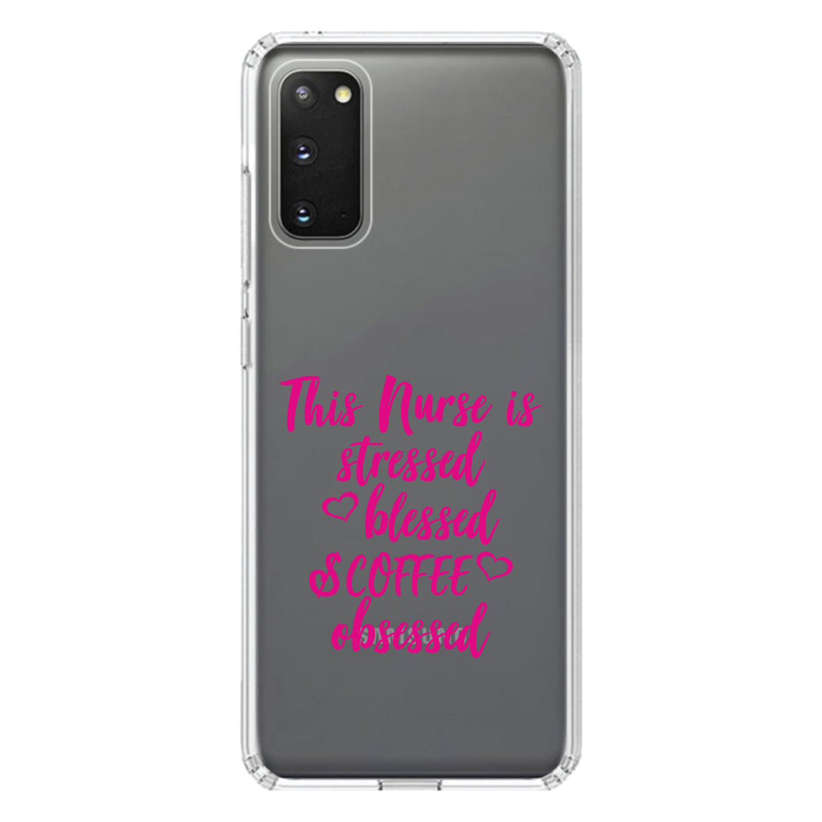 Nurse Is Stressed Blessed & Coffee Obsessed, Pink Clear Shockproof iPhone Case, view 15