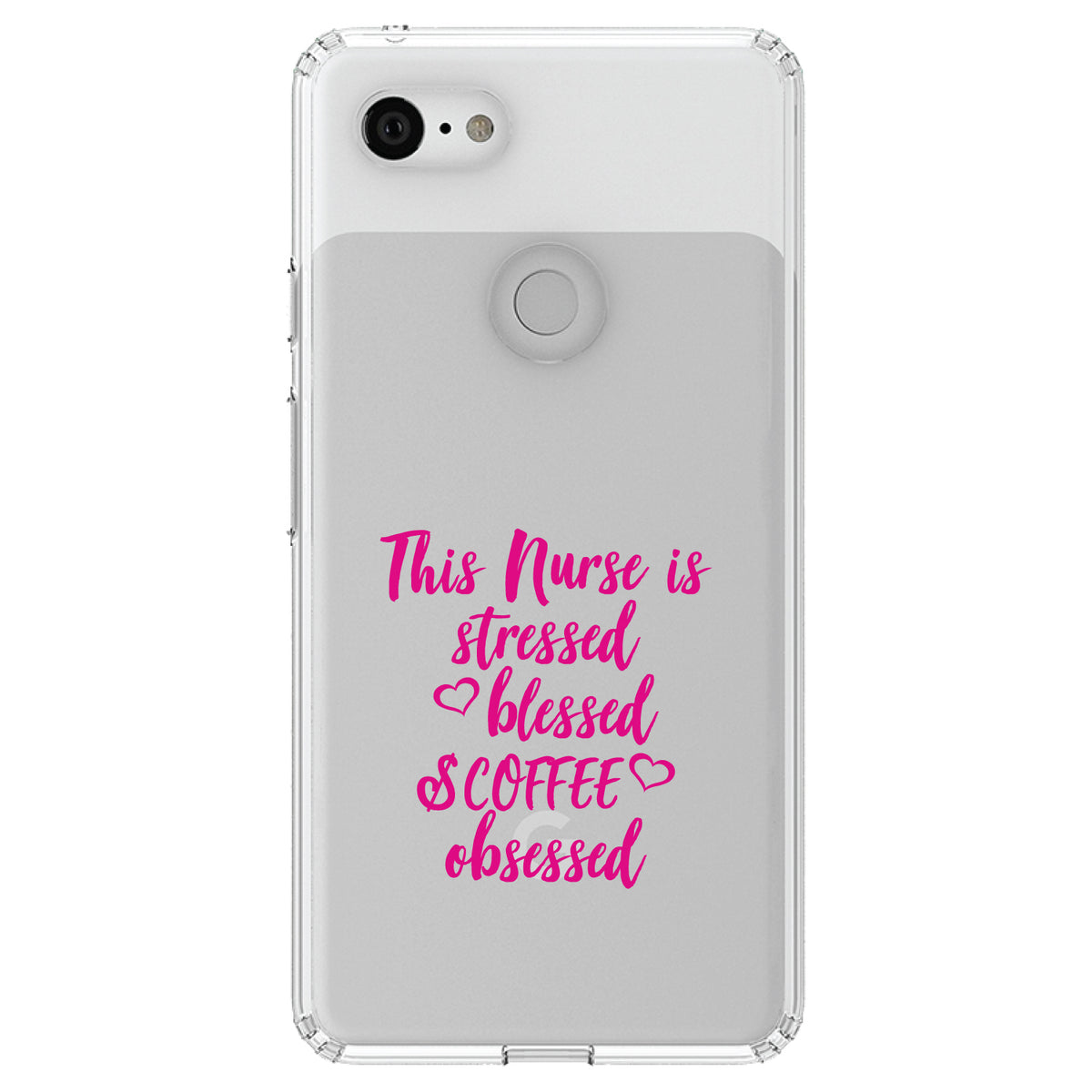 Nurse Is Stressed Blessed & Coffee Obsessed, Pink Clear Shockproof iPhone Case, view 21