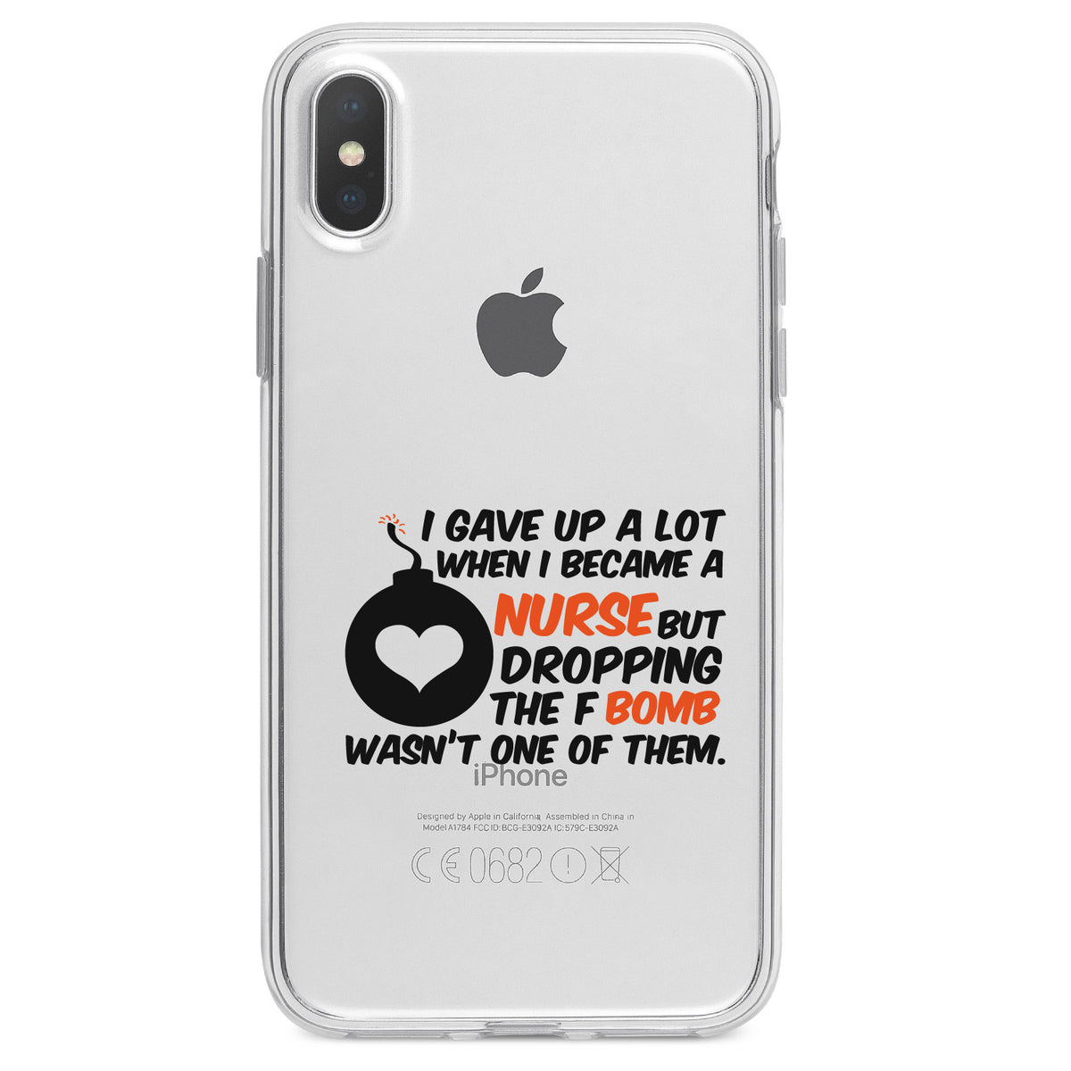 Gave Up A Lot When I Became a Nurse, F Bomb Clear Shockproof iPhone Case, view 2