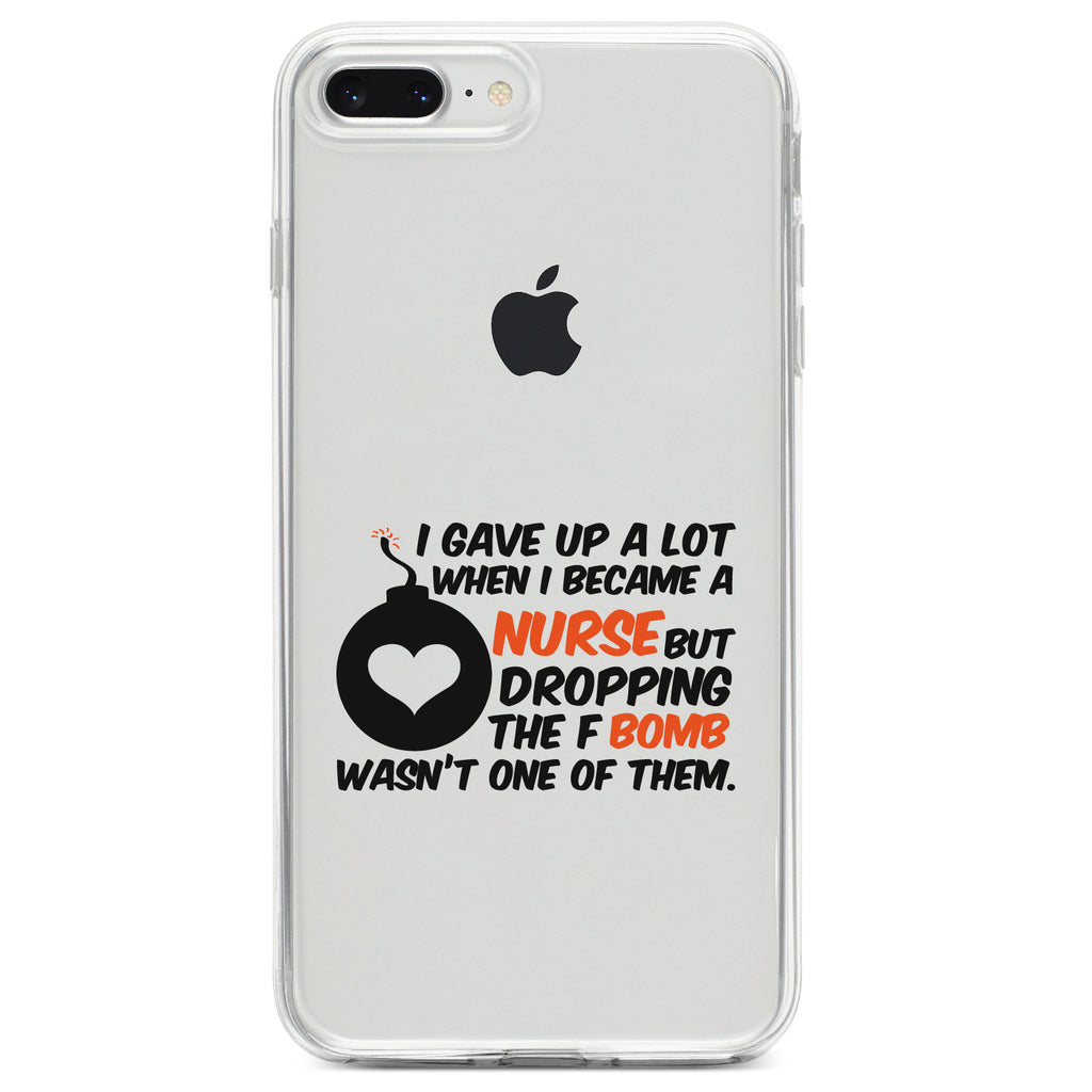 Gave Up A Lot When I Became a Nurse, F Bomb Clear Shockproof iPhone Case, view 6