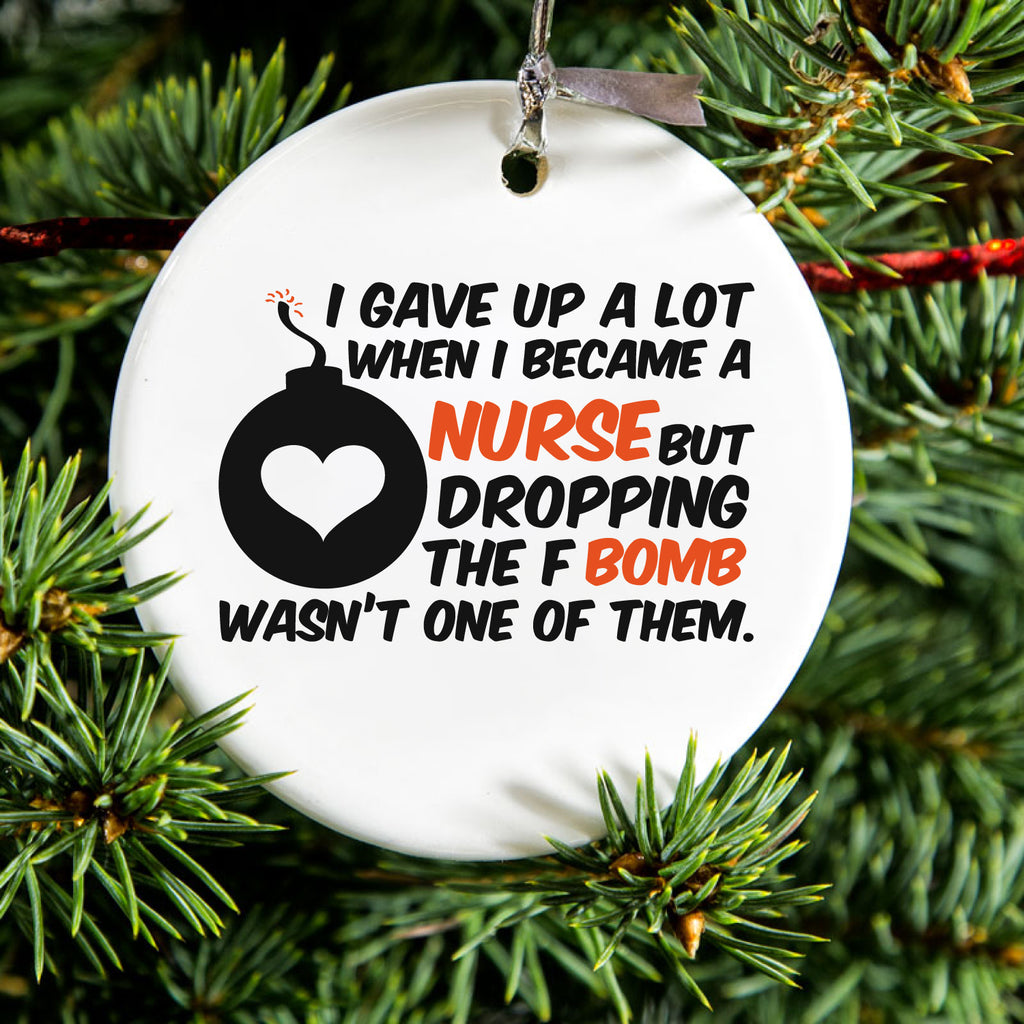 F Bomb Ceramic Ornament, view 2