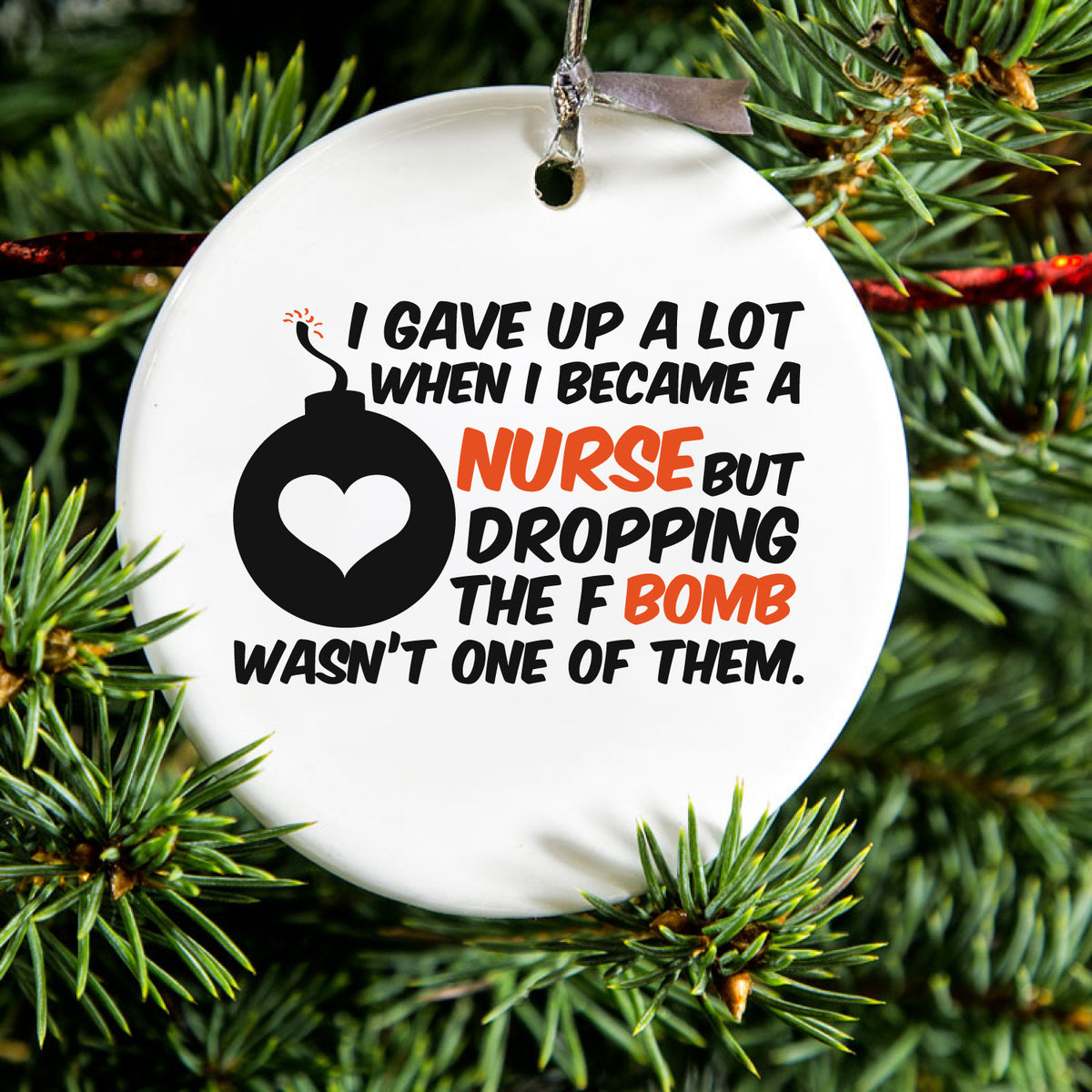 F Bomb Ceramic Ornament, view 2
