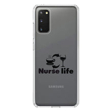 DistinctInk® Clear Shockproof Hybrid Case for Apple iPhone / Samsung Galaxy / Google Pixel - Nurse Life - Coffee, Wine, Repeat