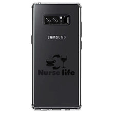 DistinctInk® Clear Shockproof Hybrid Case for Apple iPhone / Samsung Galaxy / Google Pixel - Nurse Life - Coffee, Wine, Repeat