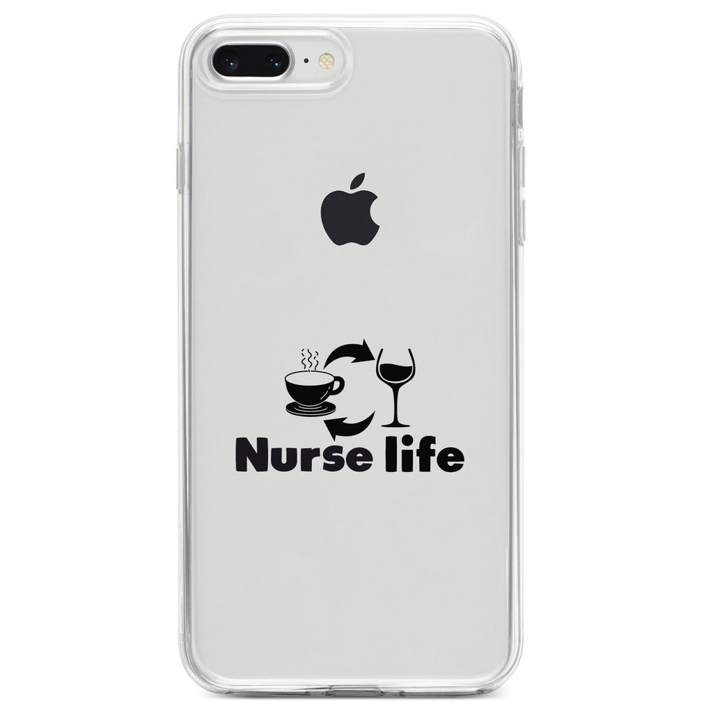 Nurse Life, Coffee, Wine, Repeat Clear Shockproof iPhone Case, view 6
