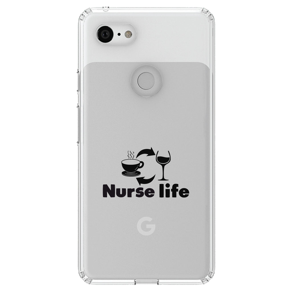 Nurse Life, Coffee, Wine, Repeat Clear Shockproof iPhone Case, view 22