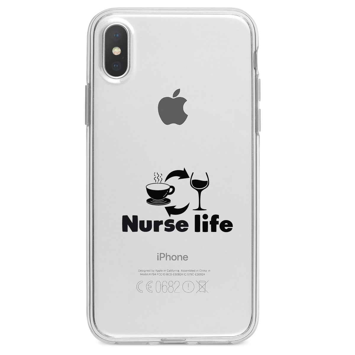 Nurse Life, Coffee, Wine, Repeat Clear Shockproof iPhone Case, view 4
