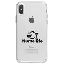 DistinctInk® Clear Shockproof Hybrid Case for Apple iPhone / Samsung Galaxy / Google Pixel - Nurse Life - Coffee, Wine, Repeat