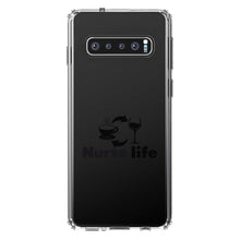 DistinctInk® Clear Shockproof Hybrid Case for Apple iPhone / Samsung Galaxy / Google Pixel - Nurse Life - Coffee, Wine, Repeat