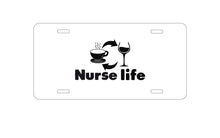 DistinctInk Custom Aluminum Decorative Vanity Front License Plate - Nurse Life - Coffee, Wine, Repeat
