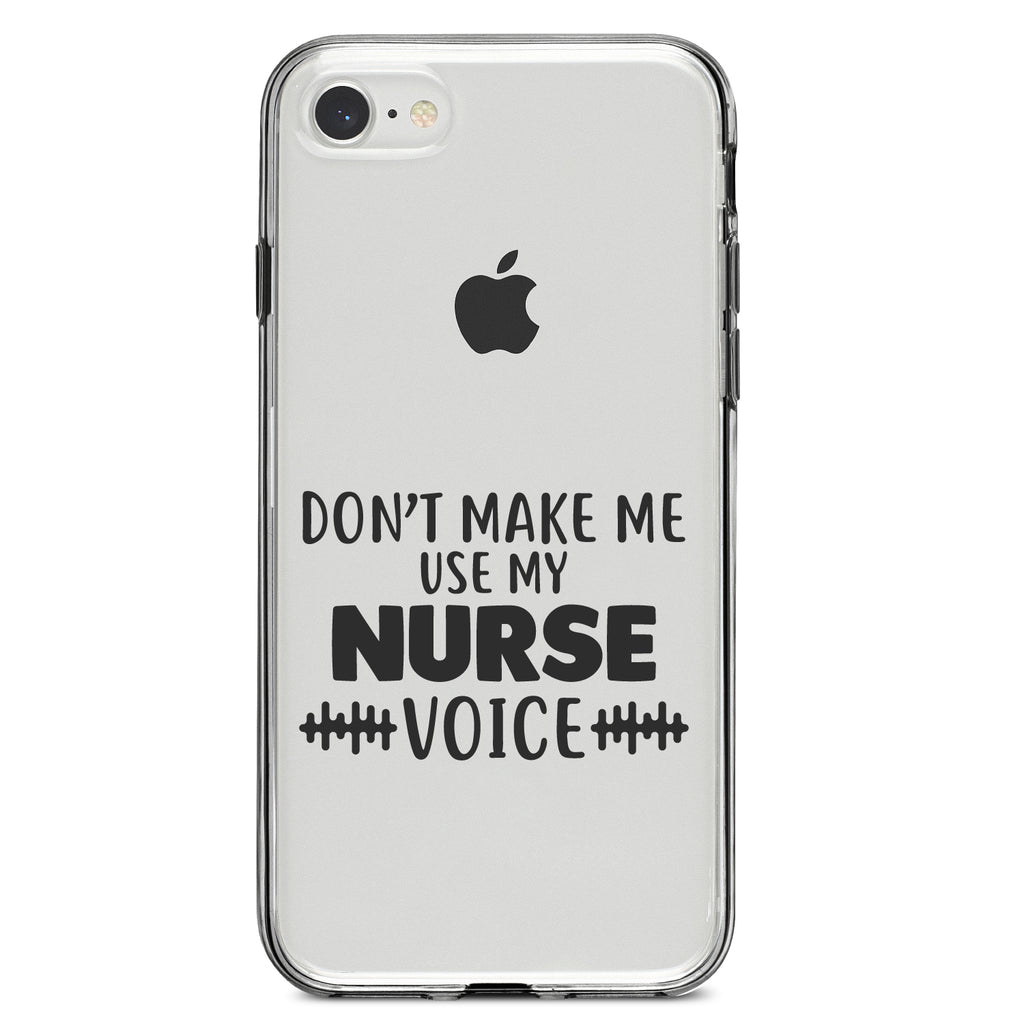 Don't Make Me Use My Nurse Voice, Black Clear Shockproof iPhone Case, view 5