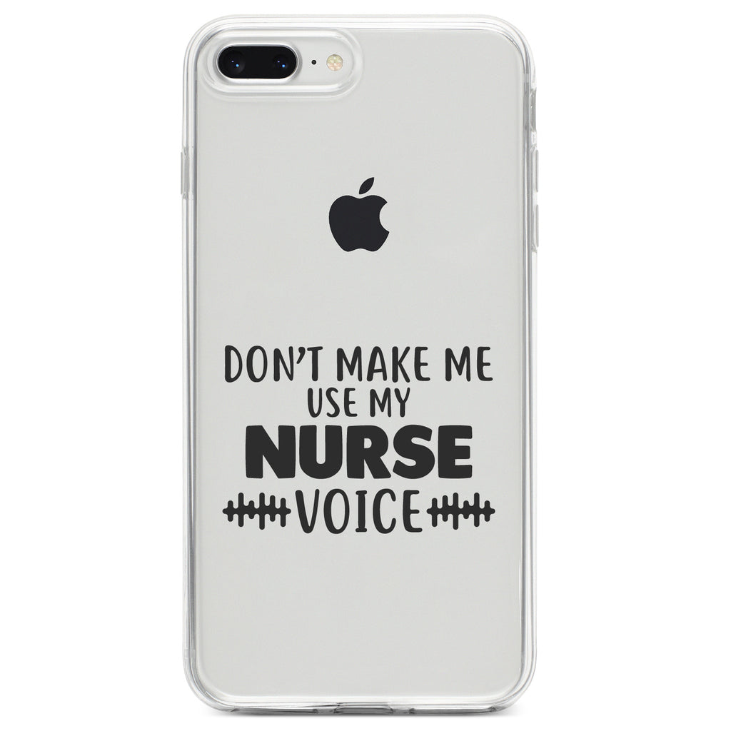 Don't Make Me Use My Nurse Voice, Black Clear Shockproof iPhone Case, view 6