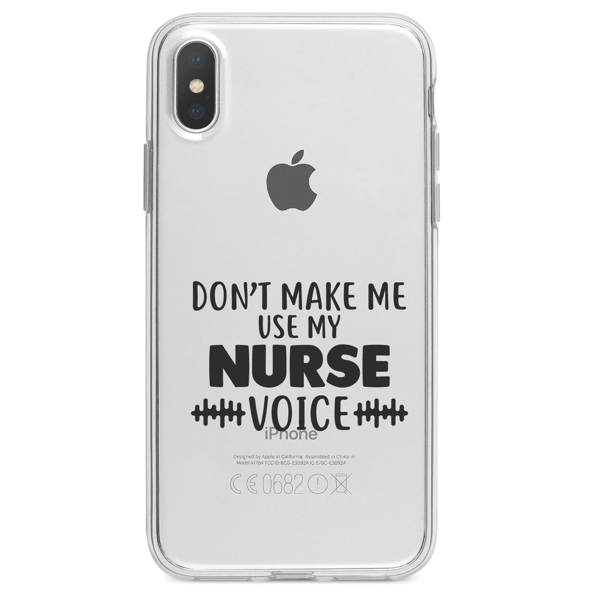 Don't Make Me Use My Nurse Voice, Black Clear Shockproof iPhone Case, view 4