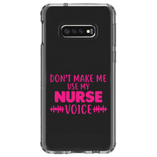 DistinctInk® Clear Shockproof Hybrid Case for Apple iPhone / Samsung Galaxy / Google Pixel - Don't Make Me Use My Nurse Voice - Pink