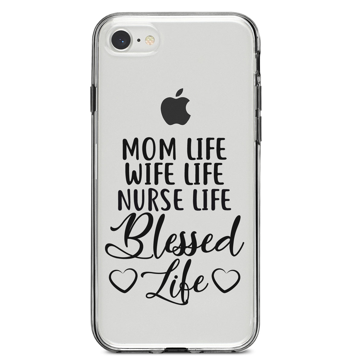 Mom Life Wife Life Nurse Life Blessed Clear Shockproof iPhone Case, view 5