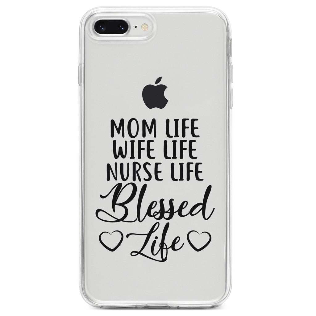 Mom Life Wife Life Nurse Life Blessed Clear Shockproof iPhone Case, view 6