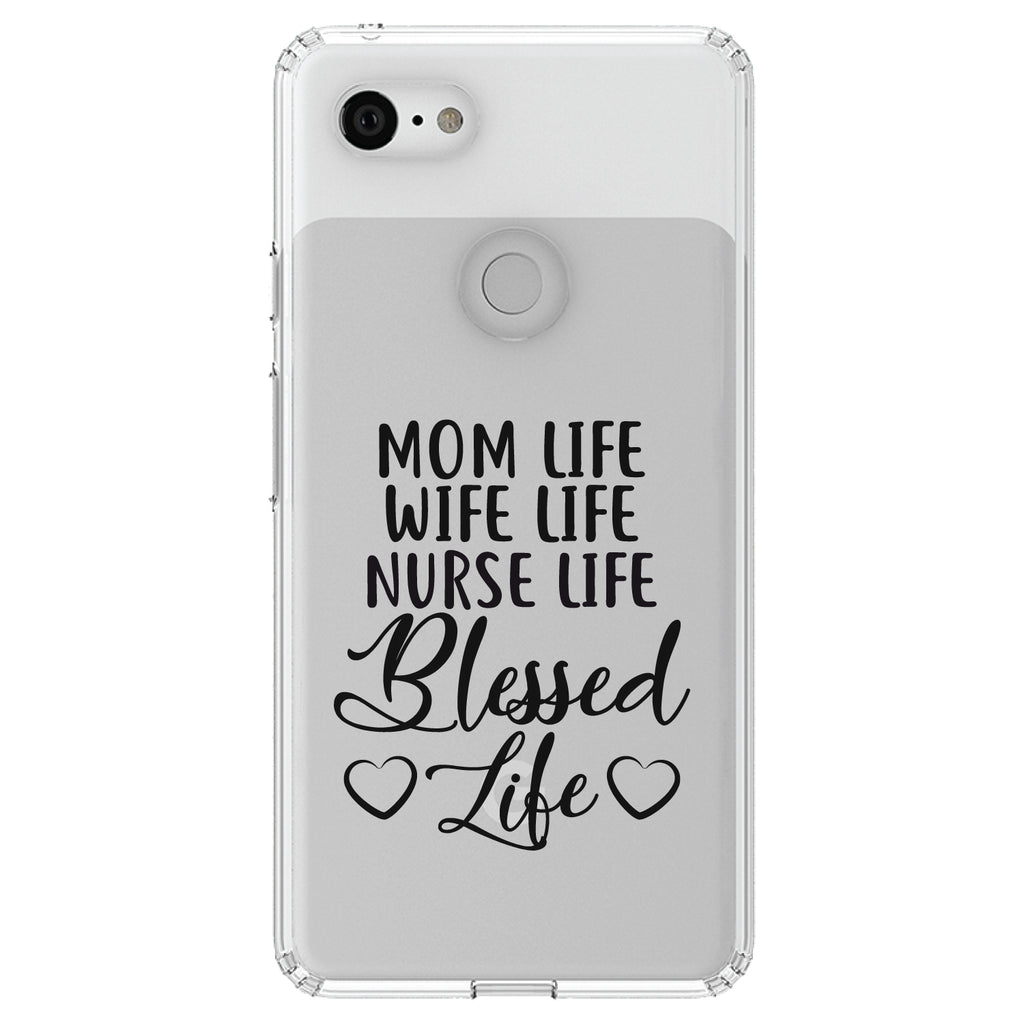 Mom Life Wife Life Nurse Life Blessed Clear Shockproof iPhone Case, view 22