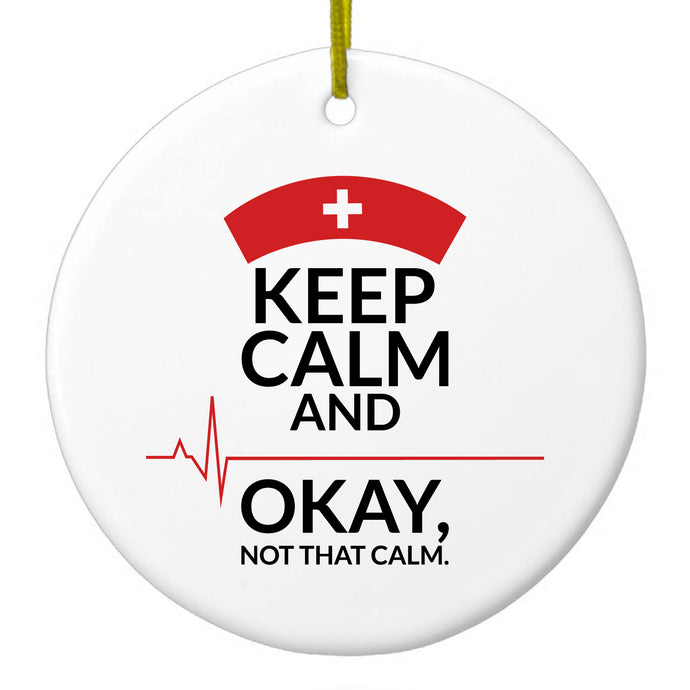 Nurse Flatline Ceramic Ornament