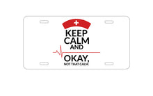 DistinctInk Custom Aluminum Decorative Vanity Front License Plate - Keep Calm, Not That Calm - Nurse Flatline