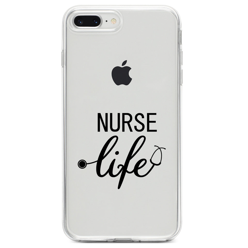 Nurse Life Stethoscope Black Clear Shockproof iPhone Case, view 6