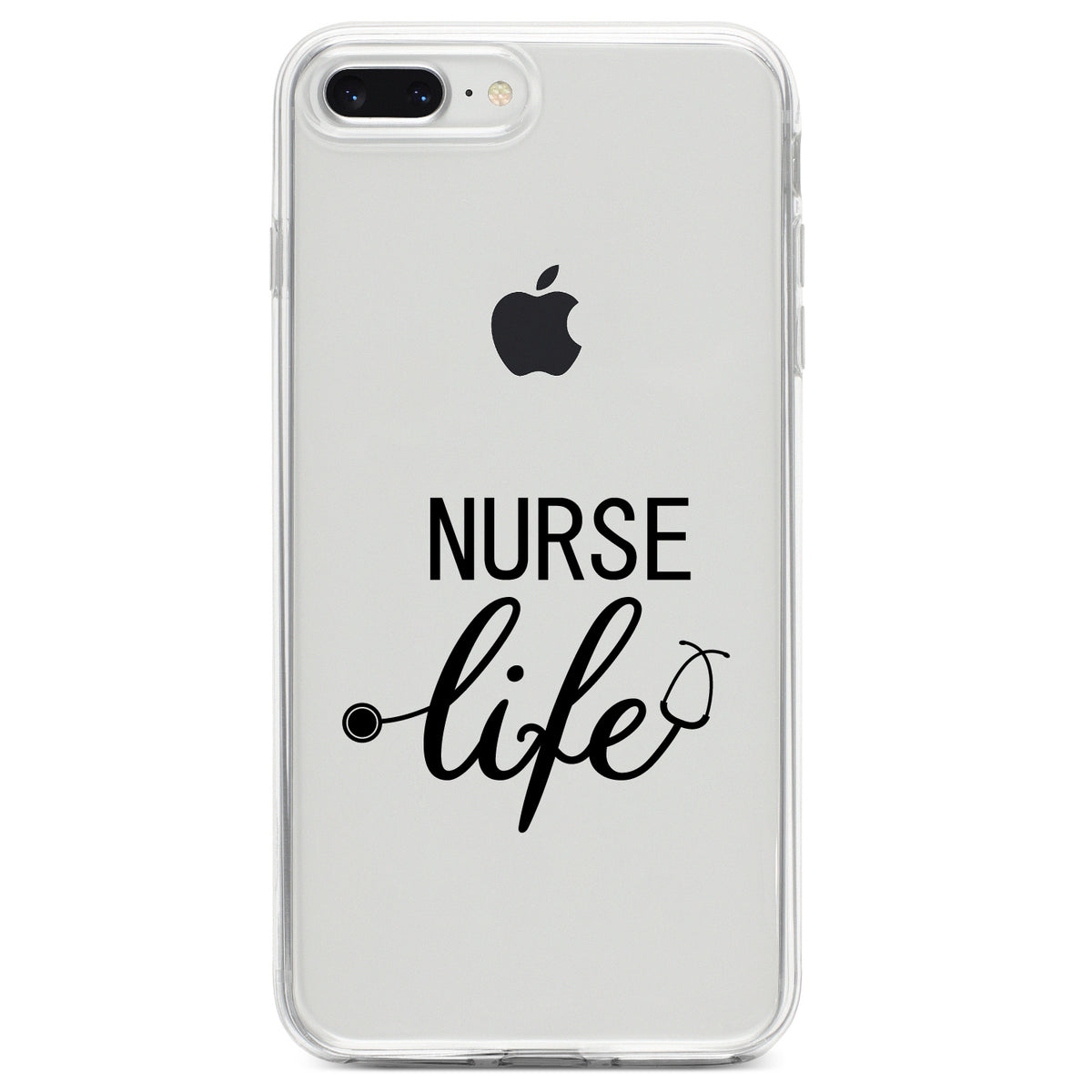 Nurse Life Stethoscope Black Clear Shockproof iPhone Case, view 6
