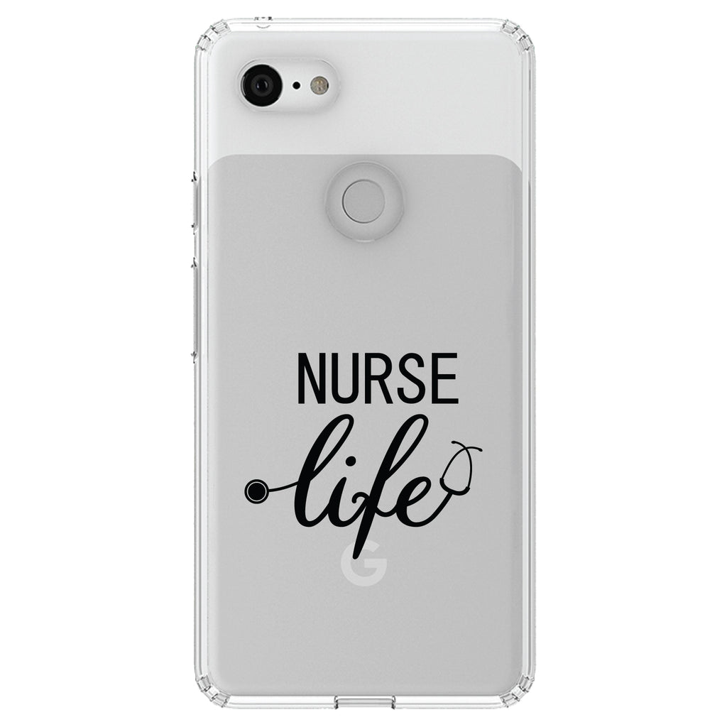 Nurse Life Stethoscope Black Clear Shockproof iPhone Case, view 22