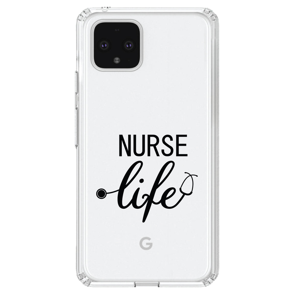 Nurse Life Stethoscope Black Clear Shockproof iPhone Case, view 24