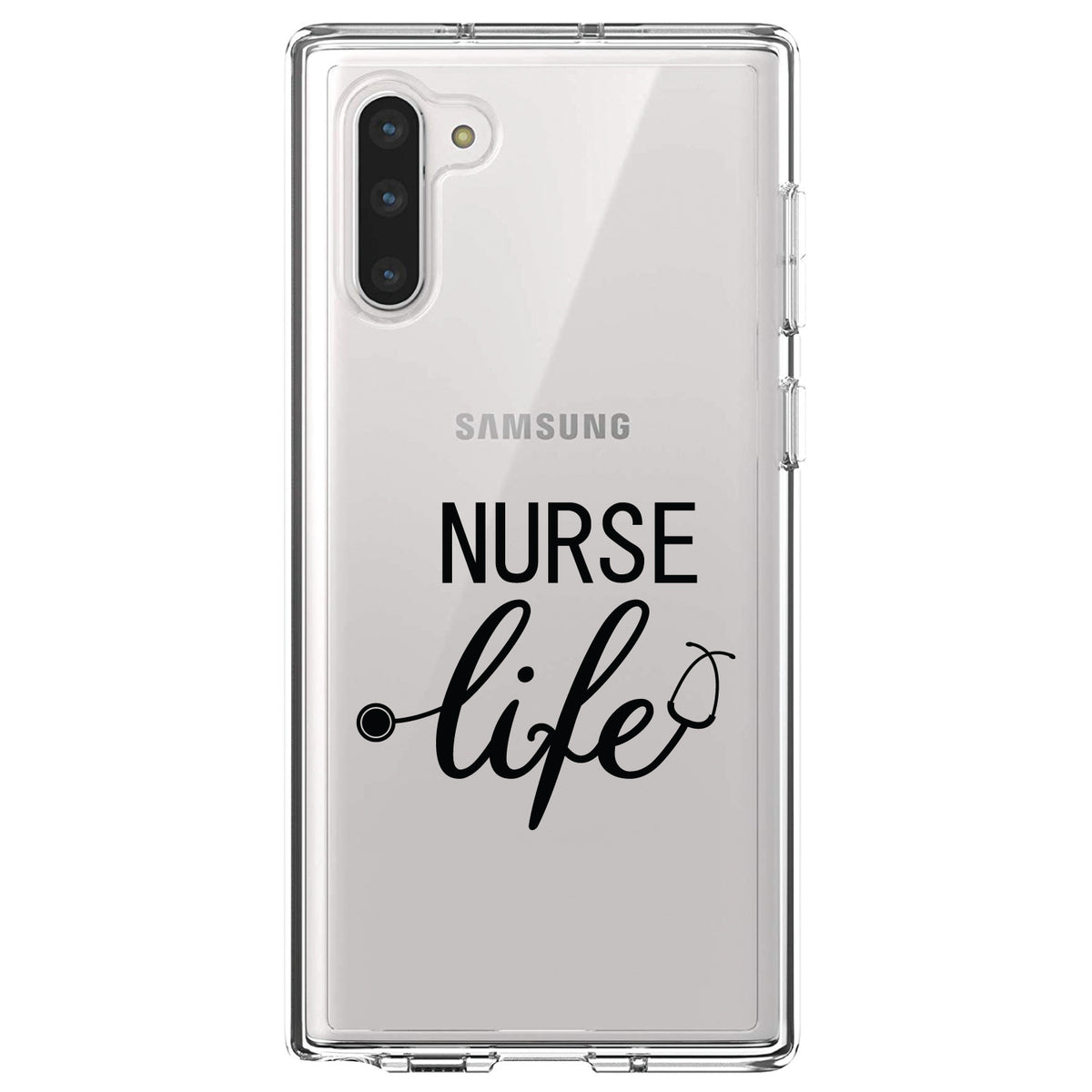 Nurse Life Stethoscope Black Clear Shockproof iPhone Case, view 9