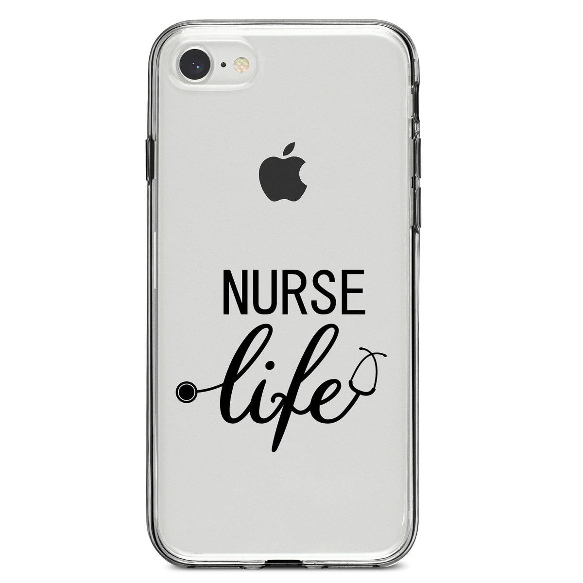 Nurse Life Stethoscope Black Clear Shockproof iPhone Case, view 5