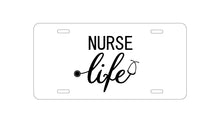 DistinctInk Custom Aluminum Decorative Vanity Front License Plate - Nurse Life Stethoscope Black