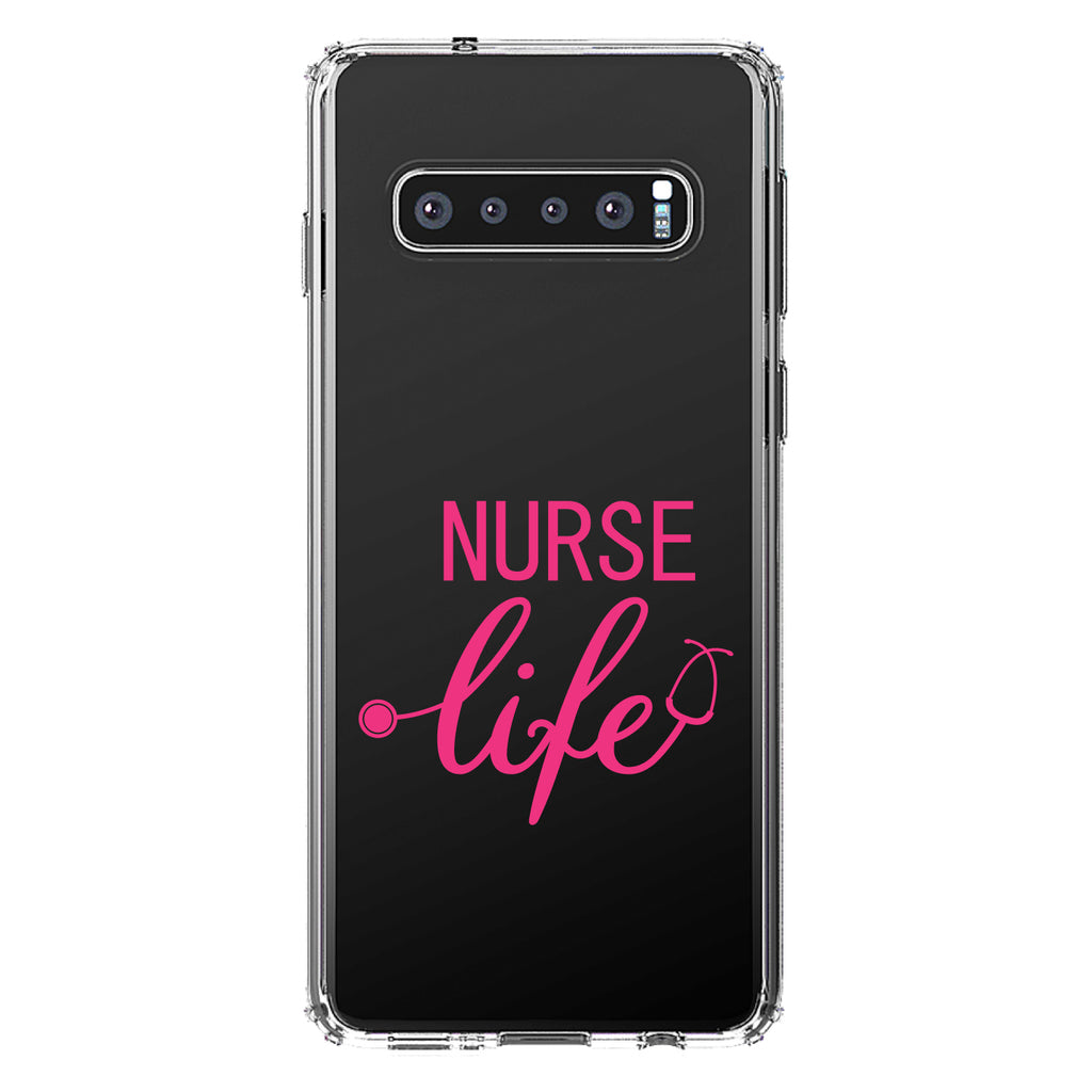 Nurse Life Stethoscope Pink Clear Shockproof iPhone Case, view 16