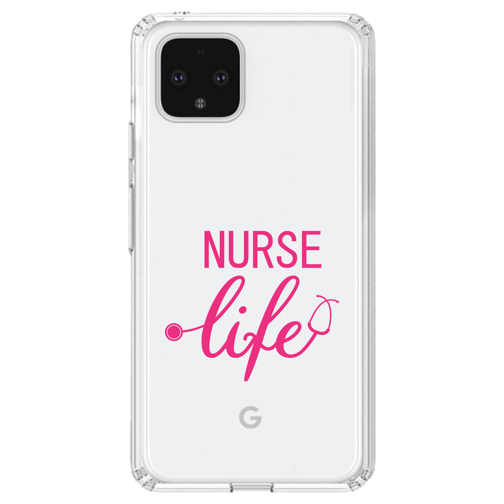 Nurse Life Stethoscope Pink Clear Shockproof iPhone Case, view 23