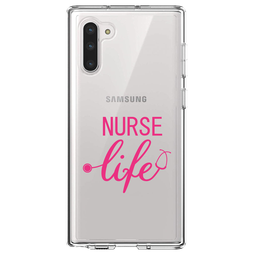 Nurse Life Stethoscope Pink Clear Shockproof iPhone Case, view 9