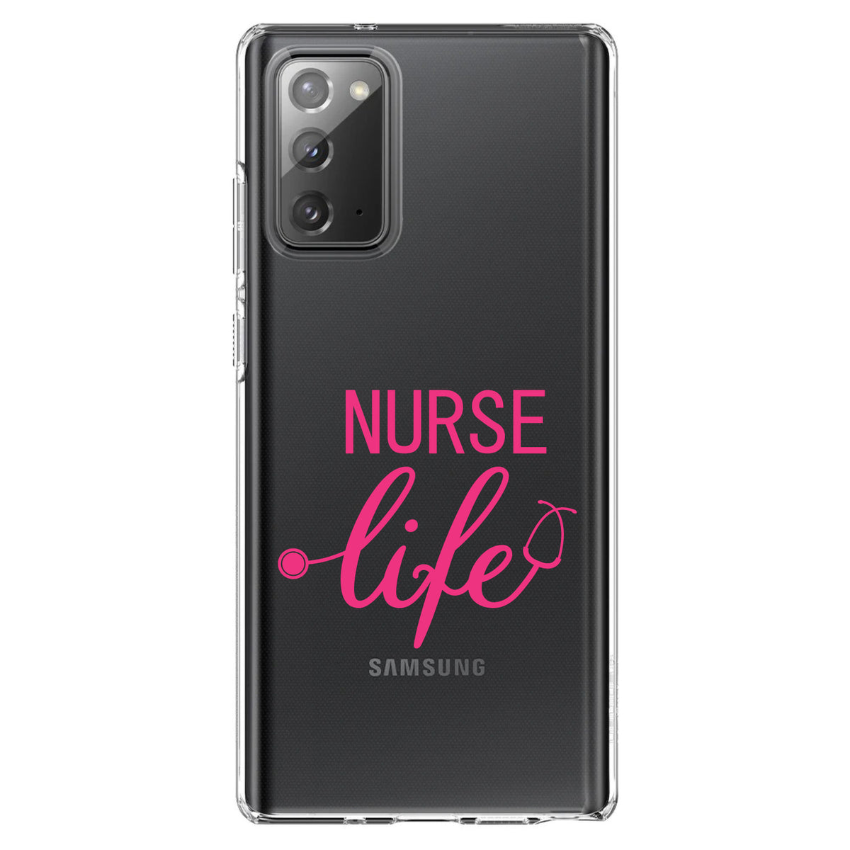 Nurse Life Stethoscope Pink Clear Shockproof iPhone Case, view 8