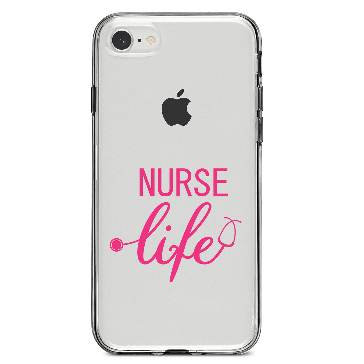 Nurse Life Stethoscope Pink Clear Shockproof iPhone Case, view 5