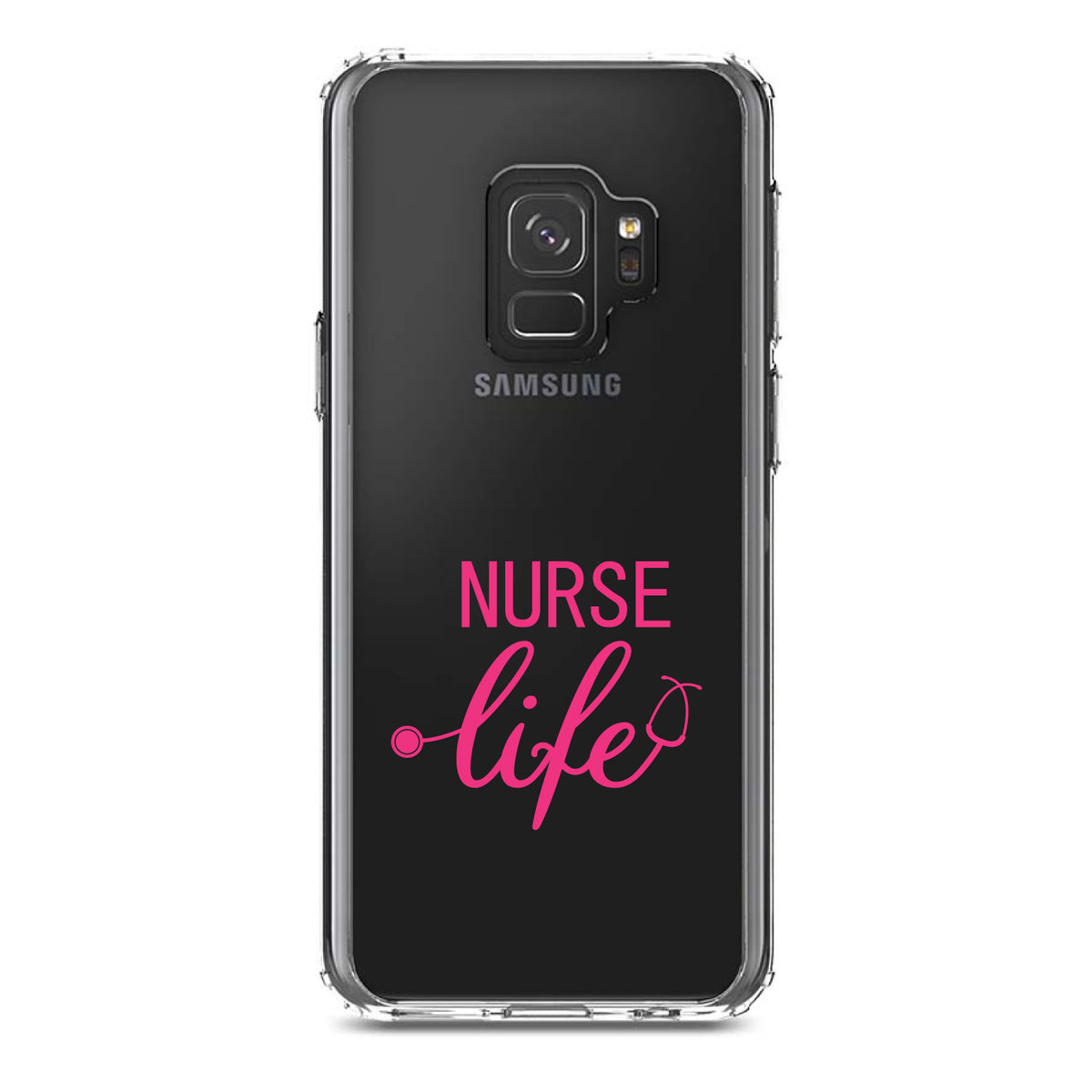Nurse Life Stethoscope Pink Clear Shockproof iPhone Case, view 19