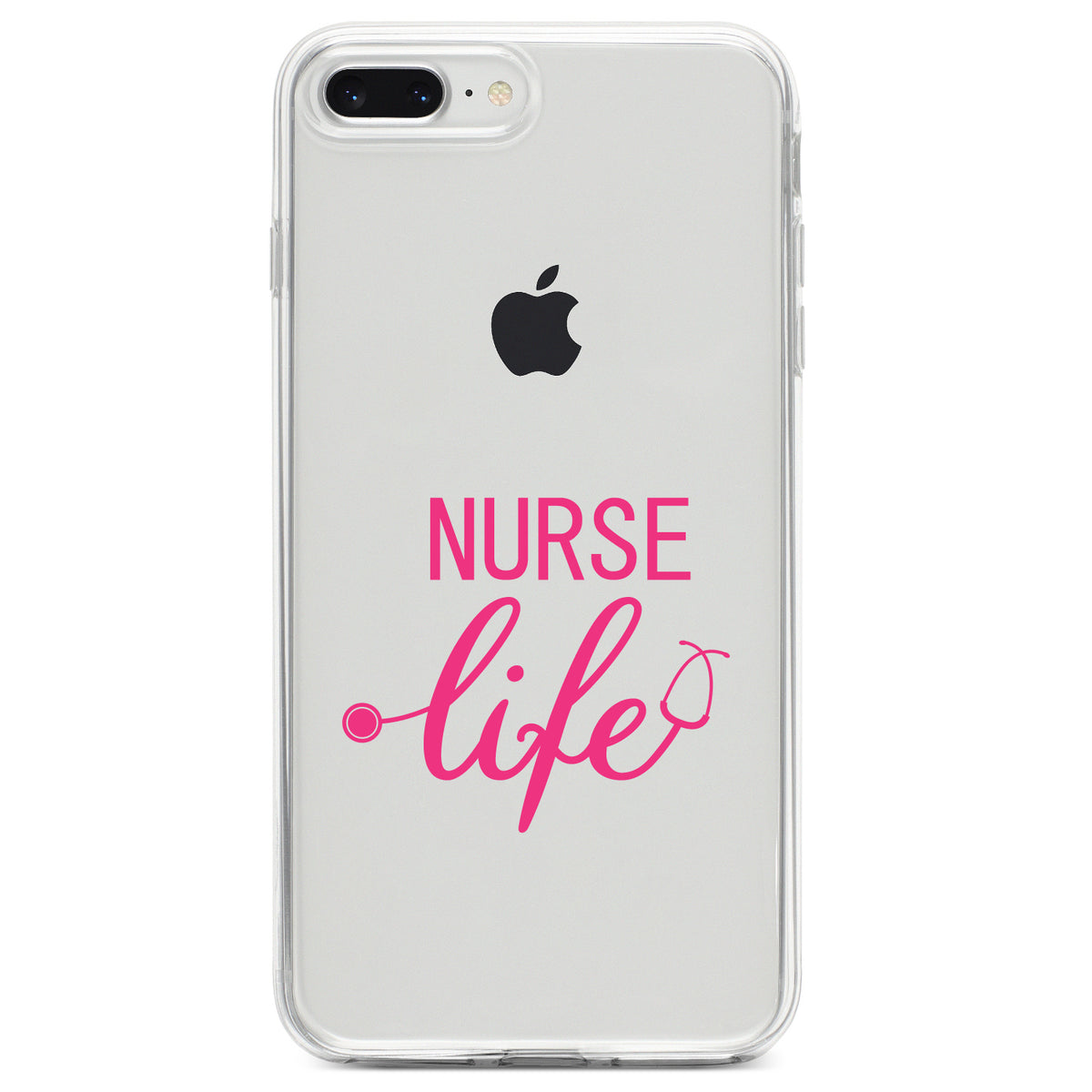 Nurse Life Stethoscope Pink Clear Shockproof iPhone Case, view 6