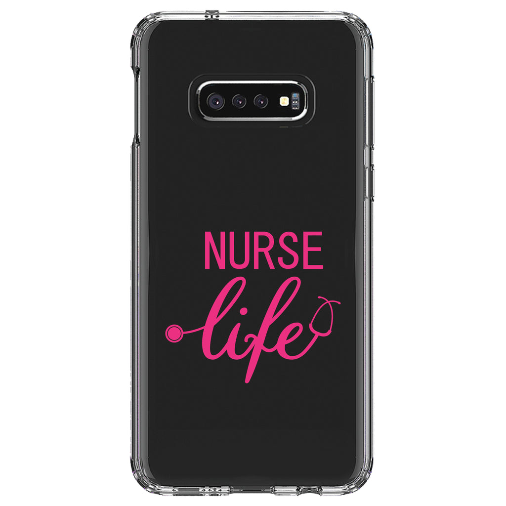 Nurse Life Stethoscope Pink Clear Shockproof iPhone Case, view 18