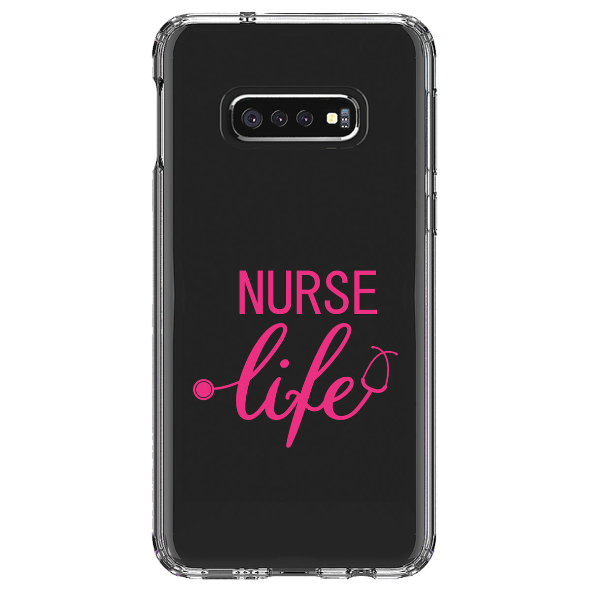 Nurse Life Stethoscope Pink Clear Shockproof iPhone Case, view 18