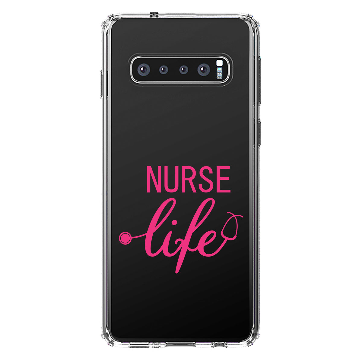 Nurse Life Stethoscope Pink Clear Shockproof iPhone Case, view 17