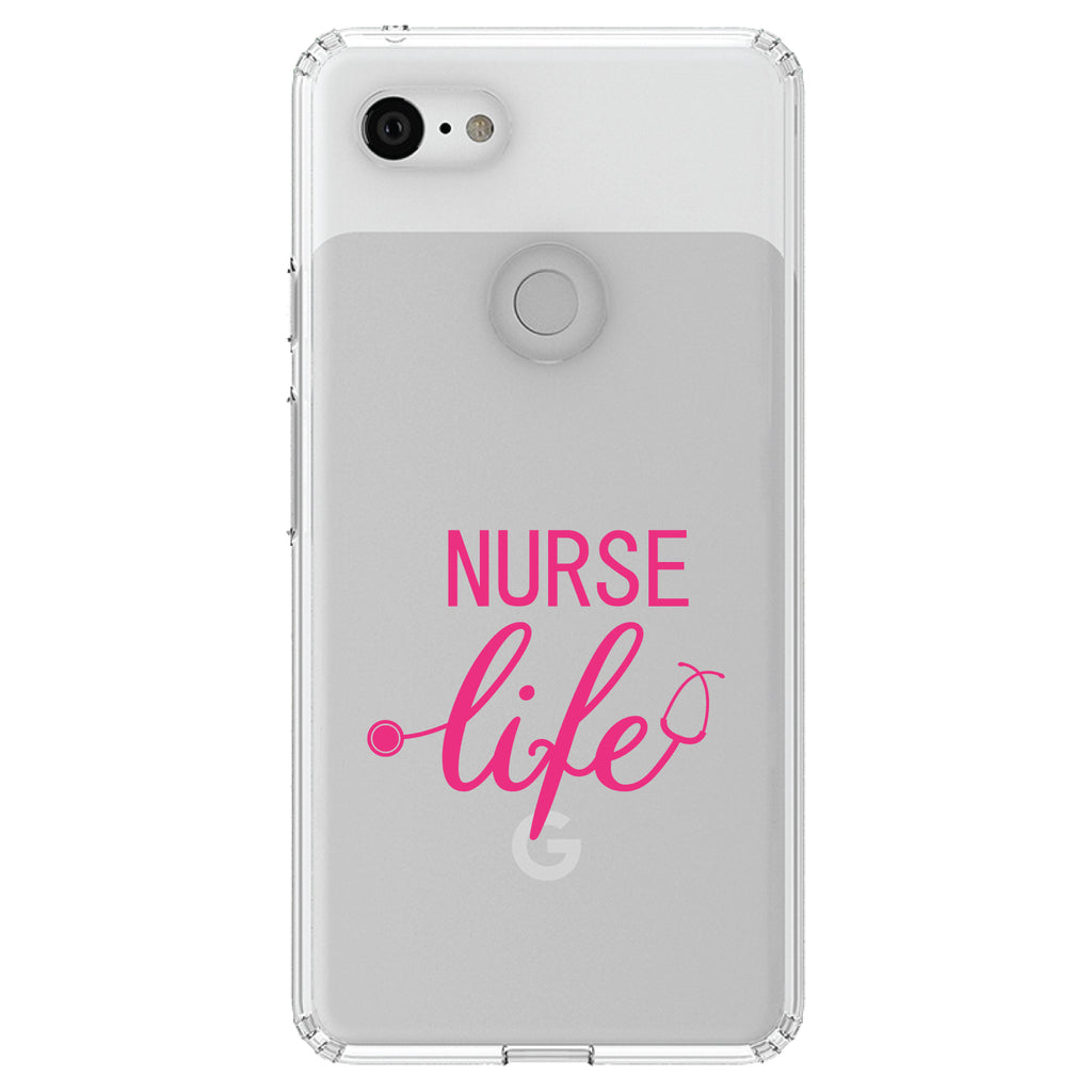 Nurse Life Stethoscope Pink Clear Shockproof iPhone Case, view 21