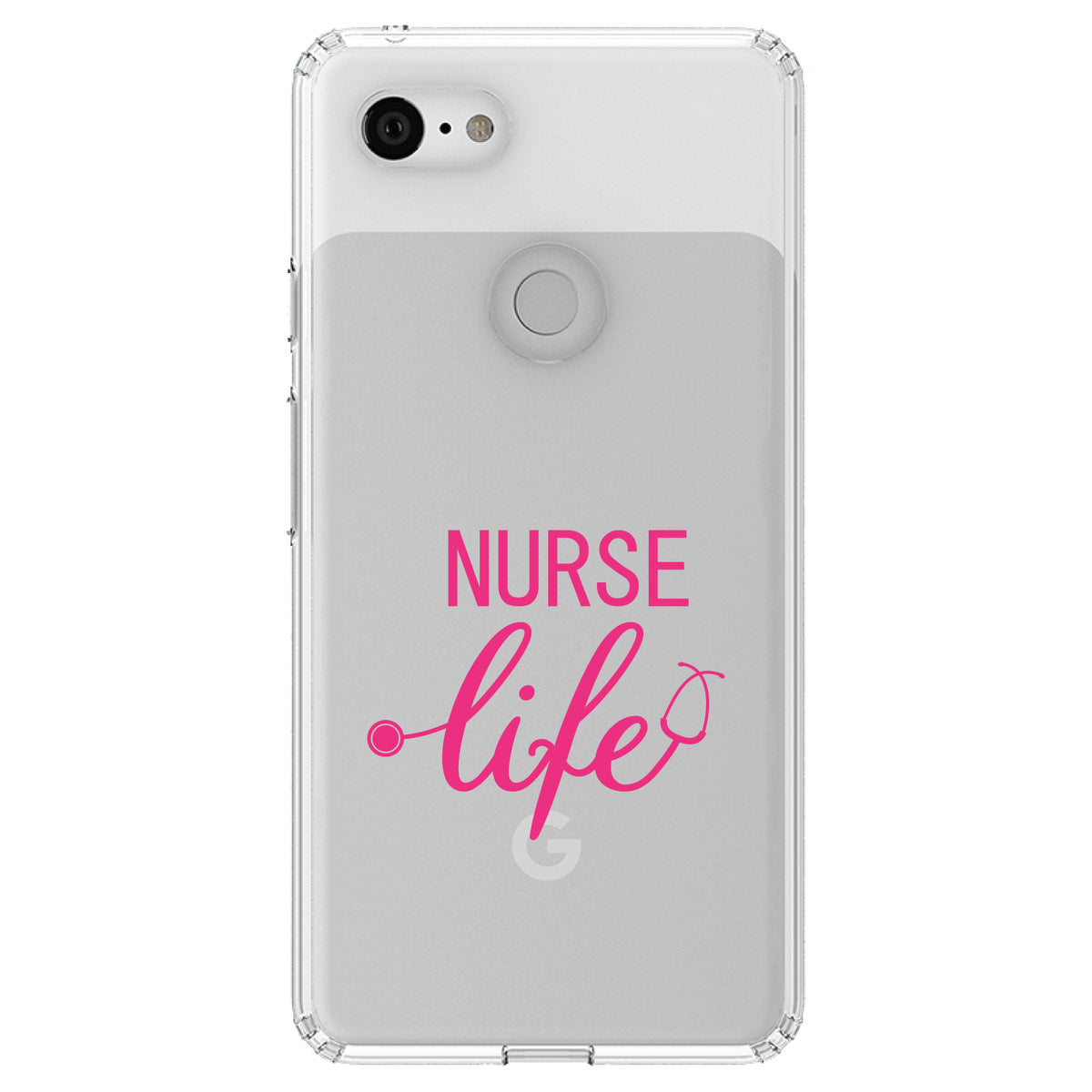 Nurse Life Stethoscope Pink Clear Shockproof iPhone Case, view 21