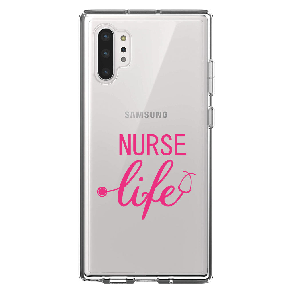 Nurse Life Stethoscope Pink Clear Shockproof iPhone Case, view 10
