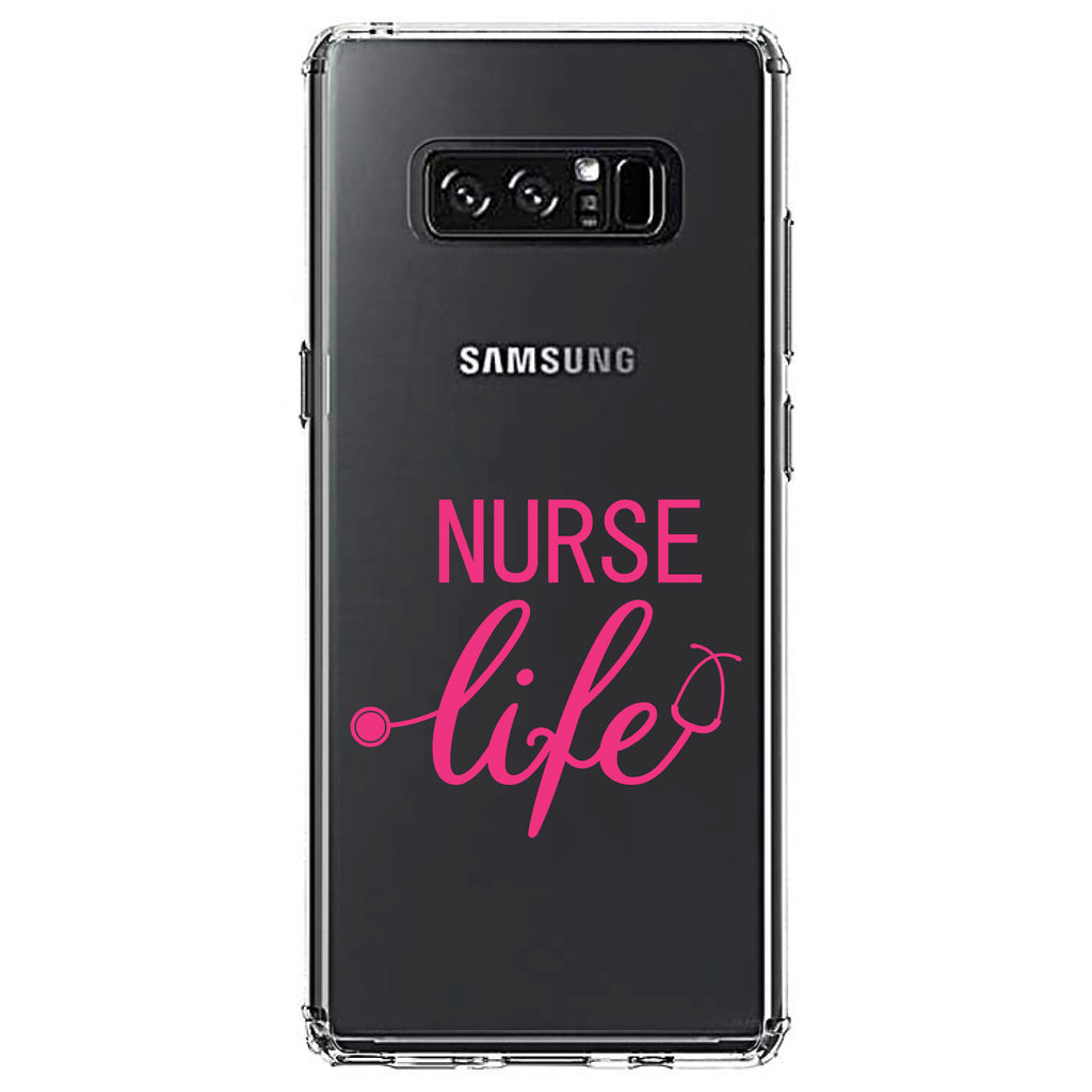 Nurse Life Stethoscope Pink Clear Shockproof iPhone Case, view 12