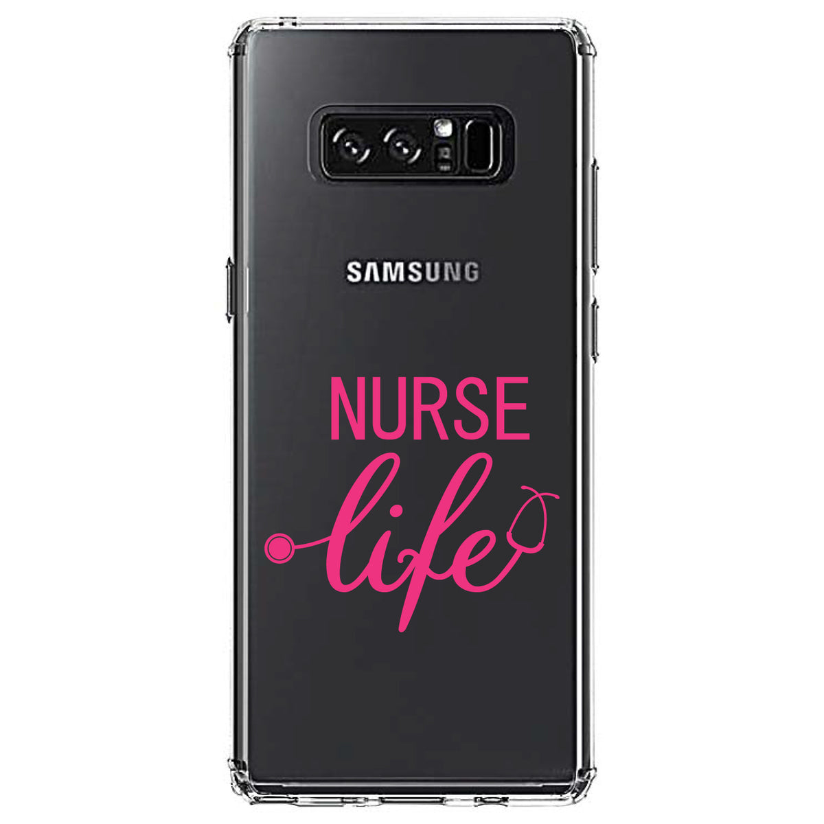 Nurse Life Stethoscope Pink Clear Shockproof iPhone Case, view 12