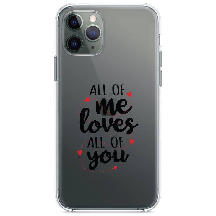 DistinctInk® Clear Shockproof Hybrid Case for Apple iPhone / Samsung Galaxy / Google Pixel - All of Me Loves All of You - Hearts